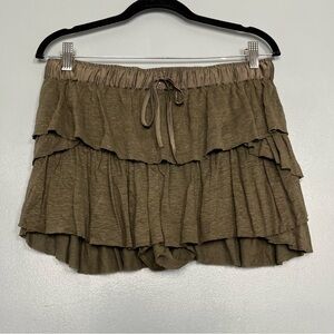 Flannel Silk Linen Ruffled Skort Dark Green Women’s Size 2 US M
